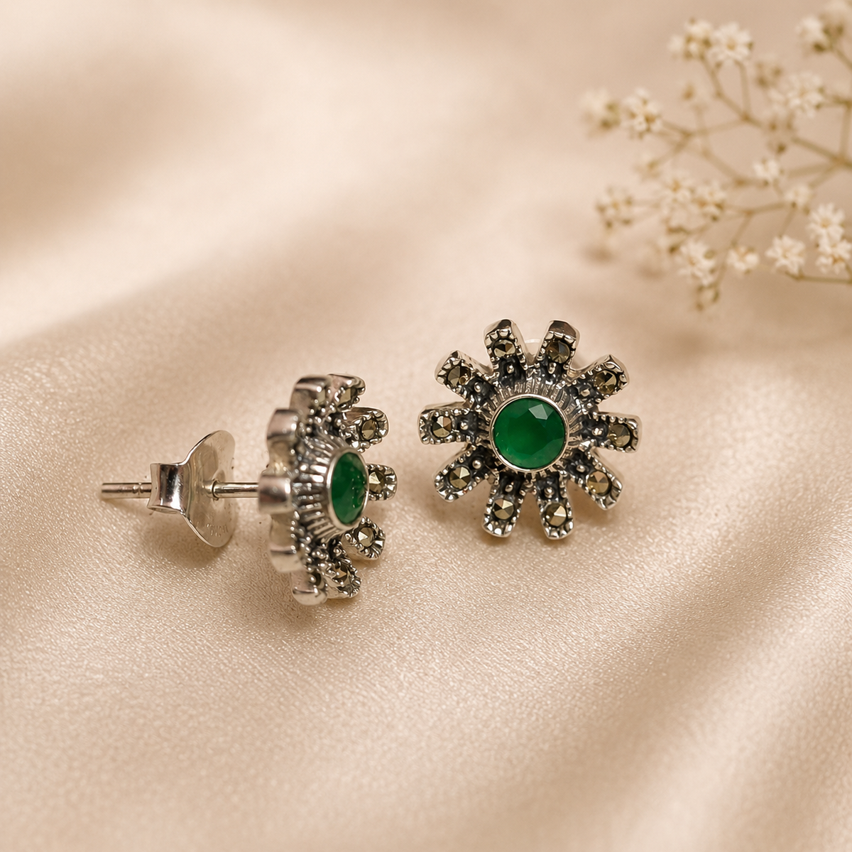 Emerald Bloom Studs